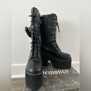 Dollskill NY/LA 6" EVA Platform Knee high lace up boot with zipper pouch